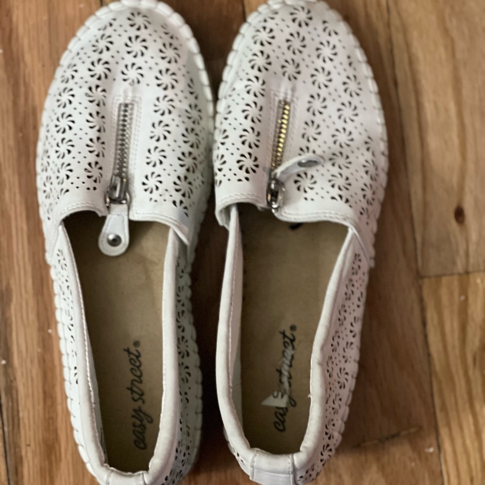 Easy Street White Flats with Perforated Design